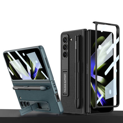 เคส Samsung Galaxy Z Fold 5 5 5G 2023ฝาหลังแบบบางหน้าจอในตัวอุปกรณ์ป้องกันแบบมีช่องเสียบปากกา S-Pen ที่วางกรณีที่มีขาตั้งหนังสามารถใช้ได้กับ Samsung Galaxy Z Fold 5/Fold 4