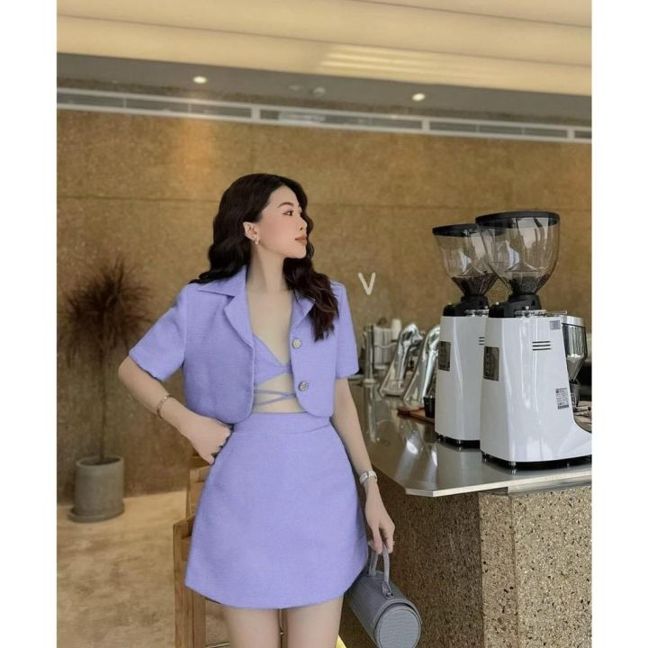 Set váy áo croptop, áo montoghi tay ngắn mix váy 2 dây xuông/body xẻ công sở  thời trang nữ size lớn đến 72kg | Shopee Việt Nam