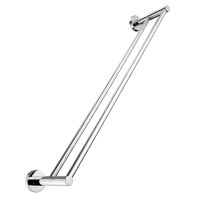 Double Towel Bar Full Copper Towel Rack Chrome Plating Bathroom Kitchen Towel Holder Dual Towel Rack Rod Rustproof Wall Mount Brushed