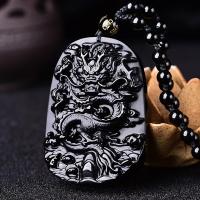 Obsidian Dragon Pendant Mens Necklace Aggressive Transshipment Safeguards Safety 12 Zodiac Jewelry Necklace 9CW4 9CW4