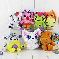 Digimon ของเล่นตุ๊กตา Patamon Agumon Palmon Piyomon Gomamon Gabumon จี้พวงกุญแจตุ๊กตามือ