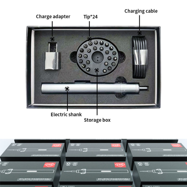 youpin-tbk008ปรับความแรงแบบชาร์จมินิไขควงไฟฟ้าชุดที่มี24ชิ้นบิตสำหรับซ่อมศัพท์มือถือเครื่องมือมือ