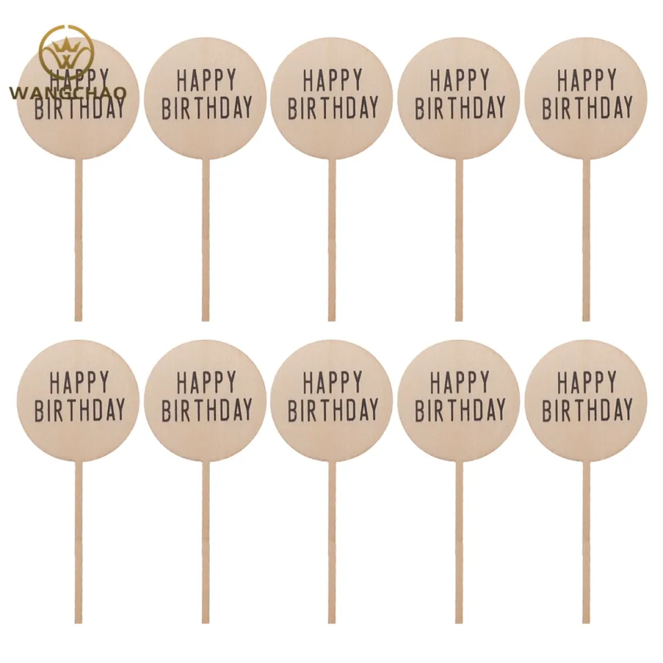 10PCS Acrylic Happy Birthday Cake Topper Multiple Styles Balck