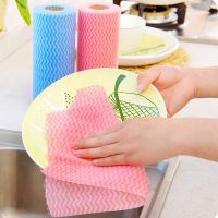 ✑✐♞ 50 Pieces/Roll Disposable Cleaning Towels Reusable Cleaning Cloth Handy Cleaning Wipes Washable Kitchen Paper Towels Dish Rags