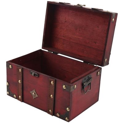 Retro Treasure Chest Vintage Wooden Storage Box Antique Style Jewelry Organizer for Jewelry Box Trinket Box