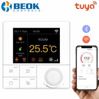 Beok Tuya Wifi Thermostat for Water Floor / Gas Boiler Heating Temperature Regulator Color Screen Works With Alexa Google Home