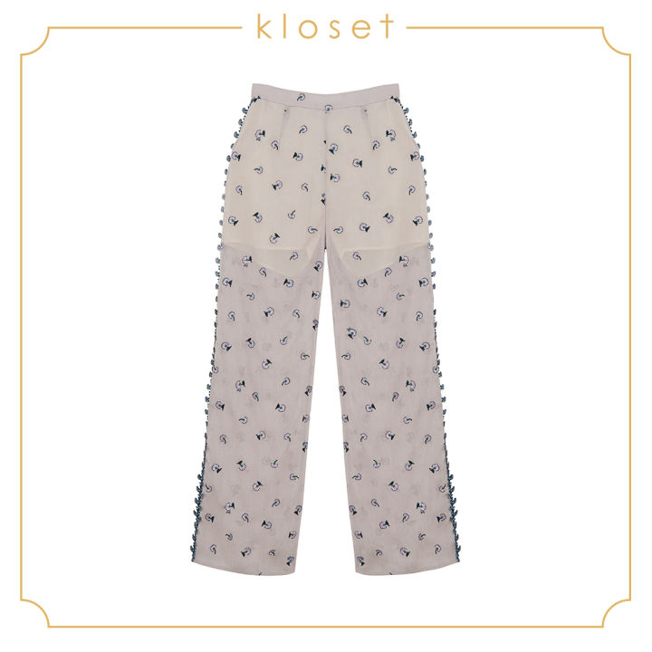 kloset-embroidered-chiffon-trousers-aw18-p008-เสื้อผ้าแฟชั่น-เสื้อผ้าผู้หญิง-กางเกงแฟชั่น-กางเกงขายาว-กางเกงผ้าปัก