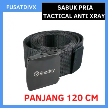 Rhodey Tali Ikat Pinggang Pria Anti Xray Plastik Canvas Non Metal