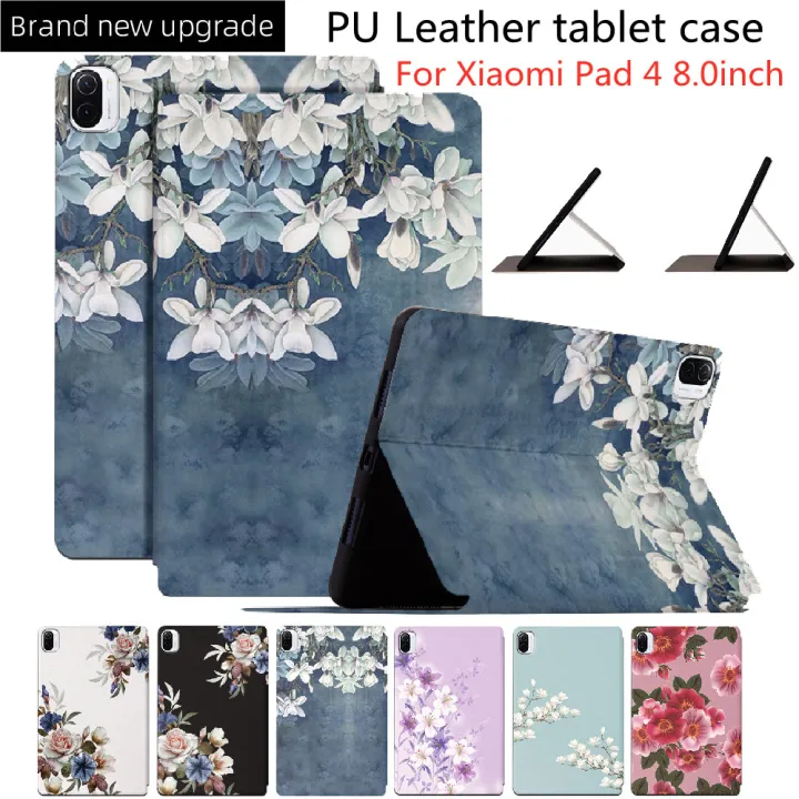 กรณีแท็บเล็ตสำหรับ Xiaomi Pad 4 8.0นิ้วปกกรณี Mi Pad4 8 ''ดอกไม้ทาสี ...