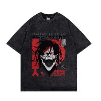 Vintage T Shirts Attack On Titan Tees Anime Printed T Shirt Men Harajuku Oversize Tee Couple Cotton Fashion Streetwear Men Tops 4XL 5XL 6XL