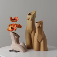 Spot parcel postins Nordic Womens Body-Shaped Ceramic Vase Creative Flowerpot Living Room Flower Arrangement Artistic Home Cross-Border