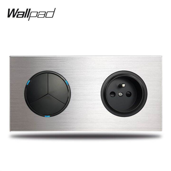 Wallpad Grey 3 Gang 1 Way 2 Way Light Switch French Electrical Outlet
