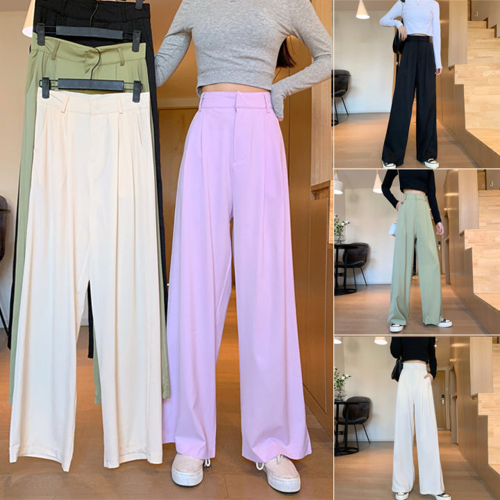 (Free shipping)High Waist Suit Pants for Women New style Drape Straight ...