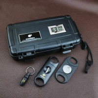 Cuban Cigare Case Portable Travel Moisturizing 5 Pcs Humidor Free Hygrometer and Humidifier with Cigar1 Cutter Drill