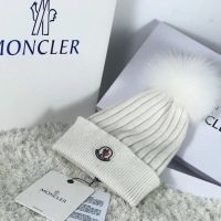 Moncler ผู้ชาย ผู้หญิง ฤดูใบไม้ร่วง ฤดูหนาว หมวกทําด้วยผ้าขนสัตว์ สุนัขจิ้งจอก หมวกบอล ลําลอง ตัวอักษร หนา หมวกถัก nt