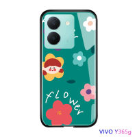 Volans เคสสำหรับ Vivo Y36 Y36 5G น่ารักหรูหราสำหรับเด็กผู้หญิงลายกลีบดอกไม้เคสฝาหลังกระจกเทมเปอร์กันกระแทก