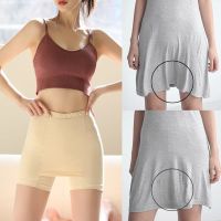 【cw】 Summer Fake Two-Piece Double-Layer Ice Silk Safety Pants Covering Briefs Seamless Non-Curling Leggings Anti-Exposure Shorts ！