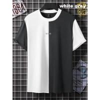 CODae737sege Men‘s T-shirt Short Sleeve Contrast Color Print Shirt O-neck Shirt Casual Shirt Multicolor