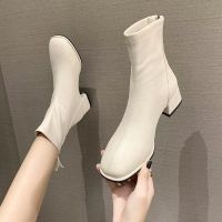 top●Womens Short Boots 2021 Autumn and Winter New Martin Boots British Style Thick-heeled Womens Boots Wild Fashion High-heeled Leather Boots