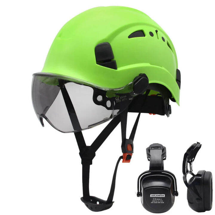 Construction Safety Helmet With Visor Earmuff CE EN397 ABS Hard Hat
