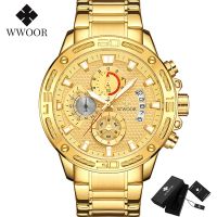 ZZOOI WWOOR Brand Gold Luxury Watch For Men Sports Chronograph Quartz Wristwatch Waterproof Luminous Date Male Clock Relogio Masculino