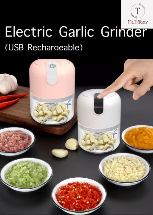 Electric 300ML Garlic Press, Meat Mincer, Blender And Mixer With 100ML