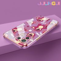 Jlingji เคสสำหรับ Xiaomi MI 11 Lite 4G 11 Lite 5G 11 Lite 5G 11 Lite 5G Ne เคสลายหมีสตรอเบอร์รี่ดีไซน์ใหม่ด้านข้างเคสโทรศัพท์ซิลิโคนฝาปิดเลนส์เต็มรูปแบบกล้องป้องกันกล่องกันกระแทก Softcase