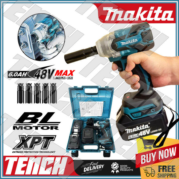 Electric Impact Wrench 48V 6.0Ah Cordless Brushless Impact Ratchet Wrench 2 Battery Lazada PH