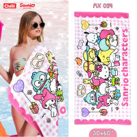 "ของแท้ 100%" ผ้าขนหนู ผ้าเช็ดตัว Towel SANRIO MIX CHARACTERS TOWEL MX-024 ขนาด 30x60 นิ้ว