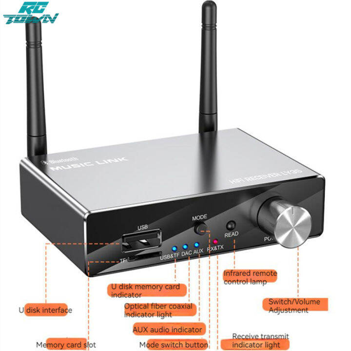 rctown-2023newรองรับตัวรับสัญญาณ-aux-บลูทูธตัวแปลงเสียงหูฟัง3-5มม-ดิสก์-u-บัตรผู้เล่นทีเอฟดิจิตอลเพื่อจำลอง