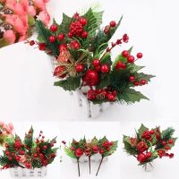 Christmas Artificial Flowers Plant Berries/DIY Fake Plant Berries Wreath Ornaments/Home Christmas Decoration Photography Scenery Accessories