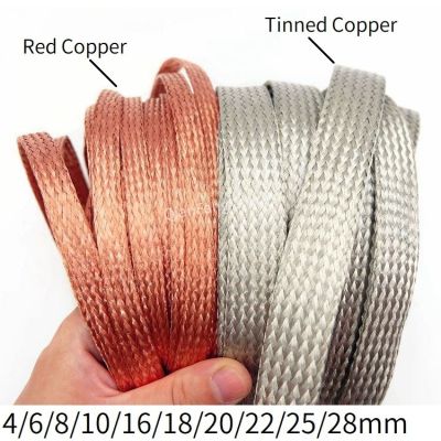 1M Tinned Plating Copper Braided Sleeve 4 6 8 10 16 18 22 28 mm Expandable Metal Sheath Screening Audio Signal Wire Cable Shield Electrical Circuitry