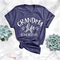 NEW Women Fashion GRANDMA IS THE BEST LIFE Letters Print T-Shrits Summer Short Sleeve Casual Round Neck Graphic Shirt