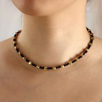 2022 New Simple Handmade Black White Beads Choker Necklaces For Women Bohemian Gold Color Heart Strand Necklace Beach Jewelry