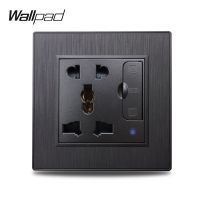 Wallpad S6 Universal Electric Outlet Power Wall Socket With 3.1A Double USB Charging Port Black Silver Gold Brushed PC Plastic