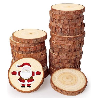 ✿❉ 3-12cm Thick Natural Pine Round Unfinished Wood Slices Circles with Tree Bark Log Discs DIY Crafts Rustic Wedding Party Painting