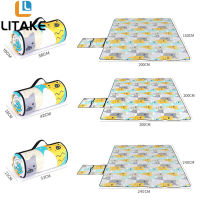Litake ผ้าห่มกลางแจ้งคุณภาพสูงพับได้ผ้าห่มชายหาดกันทรายขนาดใหญ่เสื่อปิกนิกอัลตราโซนิกใช้งานได้หลากหลายสำหรับตั้งแคมป์หญ้าเสื่อปิกนิก