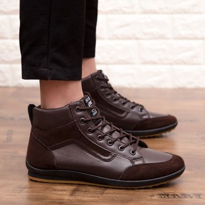 READY STOCK Hot sale Men Big Size Boots Men shoes Leather For Man High Top Casual Shoes