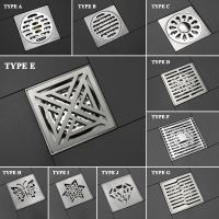 SUS304 Stainless Steel 10 x 10 CM Floor Drain for Kitchen Bathroom Durable Square Floor Waste Grates Bathroom Shower Drains Traps  Drains