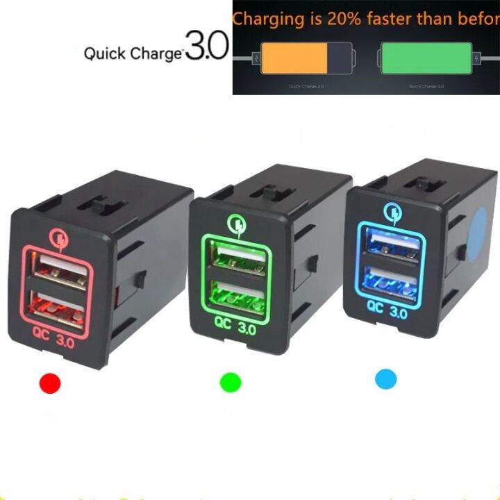 Car Quick 3 Charger Dual USB Ports Charging Socket Adapter Switch For