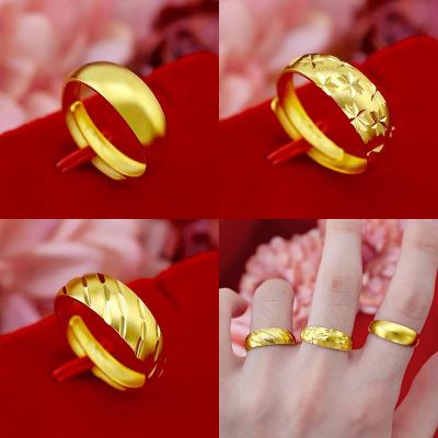 [ฟรีค่าจัดส่ง] แหวนทองแท้ 100% 9999 แหวนทองเปิดแหวน. แหวนทองสามกรัมลายใสสีกลางละลายน้ำหนัก 3.96 กรัม (96.5%) ทองแท้ RG100-402