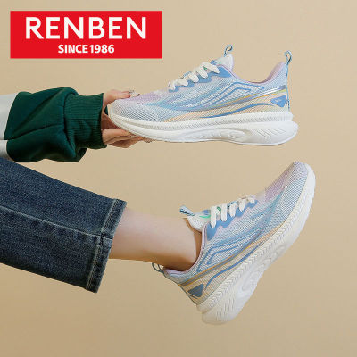 รองเท้าผ้าใบใหม่ RENBEN รองเท้าผู้หญิงรองเท้าวิ่งลำลองนักเรียนรองเท้าผ้าใบตาข่ายระบายอากาศน้ำหนักเบา