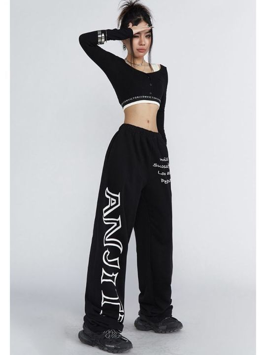 ins large size wide leg pants for women girls loose casual hiphop