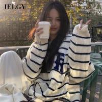 IELGY Lazy Wind Retro ตัวอักษรลายญี่ปุ่นหลวมเสื้อแขนยาวสำหรับผู้หญิง