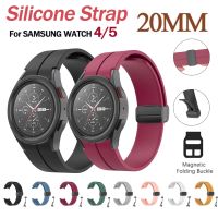 [HOT JUXLLKBKOW 514] สายรัดซิลิโคนเดิมสำหรับ Samsung Watch 4/5 40 44มิลลิเมตรนาฬิกา5 Pro 45มิลลิเมตรวงหัวเข็มขัดแม่เหล็กสำหรับ Galaxy Watch 4คลาสสิก42 46มิลลิเมตร