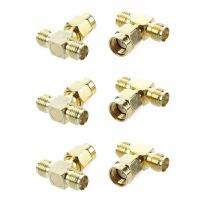 6 Pcs RP SMA Male to Two RP SMA Female Triple T RF Adapter Connector 3 Way Splitter