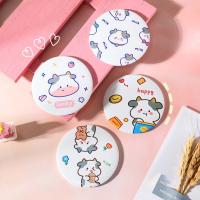 Womens Cosmetic Mirror Girls Small Mirror Round Makeup Mirror Cartoon Cow Pattern Mirror Pocket Mirror