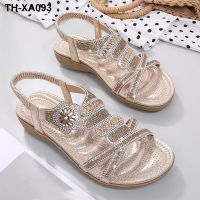 ?⊕ shoes big yards for womens of the lateral flower rhinestone sandals bigger sizes with flat