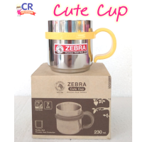 แก้วกาแฟ แก้วผนัง 2 ชั้น CUTE ตราหัวม้าลาย Zebra คละสี