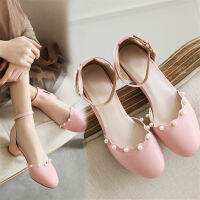 YQBTDL 8-18ปี Sweet Studded Pearls Little Princess Blue White Pink Summer Sandals Children "; S Party Girls Buckle Strap Shoes